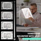 Large Hands Free Magnifying Glass with Light 50 Ultra-Bright LEDs Neck Magnifying Glass with Light Horizontal and Vertical Viewing with Flexible Gooseneck for Reading Sewing Repair Seniors Beading