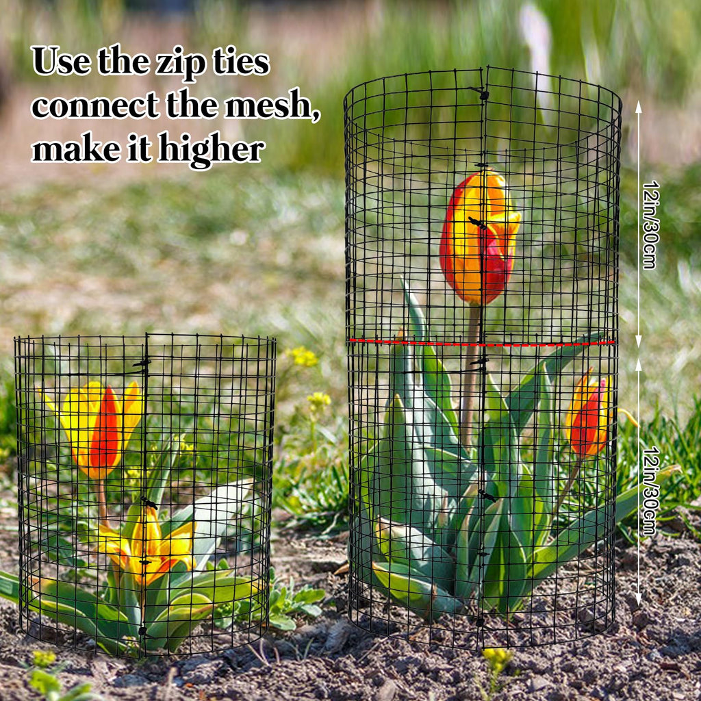 15 PCS Round Plant Protector from Animals, 5 Pack 12'' x 12'' Metal Plant Cages， Metal Mesh to Keep Animals Out, Garden Protection Bunny Barricades, Wire Plant Protectors for Rabbits Chicken Duck