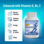 MGSPORT Magnesium Supplement 380mg - High Absorption Magnesium Complex Formula with Vitamins B6, D, E - Supports Muscle Function and Sleep Quality - 60 Servings