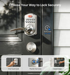 Veise Keypad Door Lock with Handle, Keyless Entry for Front Door & Bedroom, Electronic Lock with Code, Auto-Locking, Easy Installation, Passage Mode, Satin Nickel