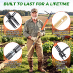 RexWeed Stand Up Weed Puller Tool, 4-Claw Steel Head Deep Root Extractor with Dual-Eject Design, Real Bamboo Long Handle & Metal Anti-Slip Pedal, No Bending Dandelion Remover for Garden Lawn Yard