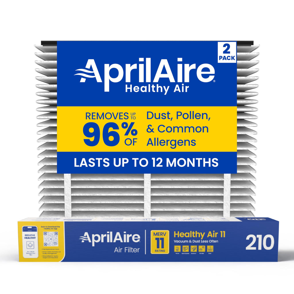 Genuine AprilAire 210 Replacement Filter for AprilAire Whole-House Air Purifiers - MERV 11, Clean Air & Dust, 20x25x4 Air Filter (Pack of 2)