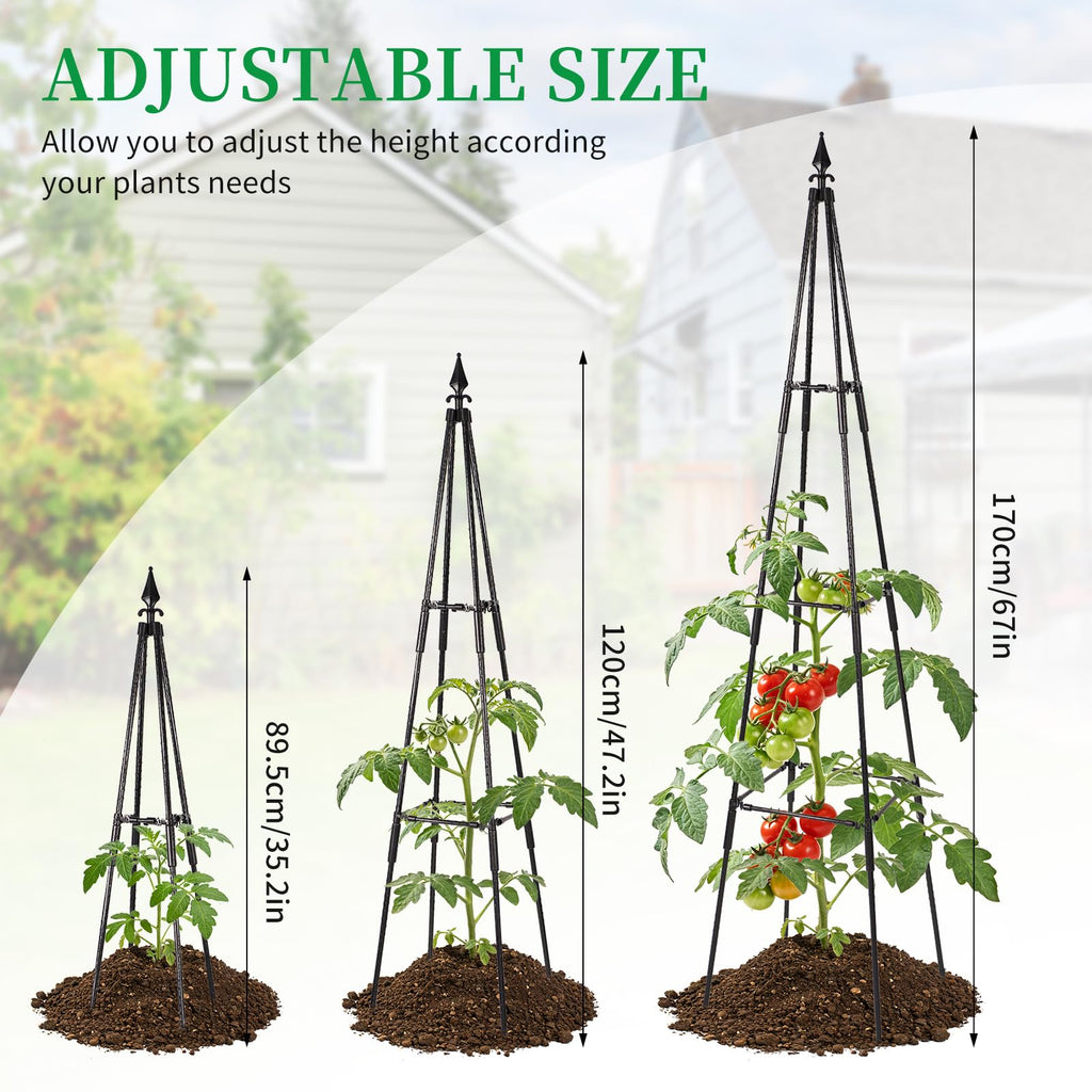 FOLLOOK Cucumber Trellis for Climbing Plants Outdoor, 67", Black, 1 Pack