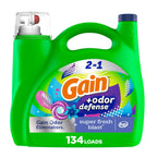 Gain Odor Defense Liquid Laundry Detergent, Super Fresh Blast Scent, 194 fl oz, 134 loads, 2 in 1, Laundry Detergent Liquid Soap, HE compatible