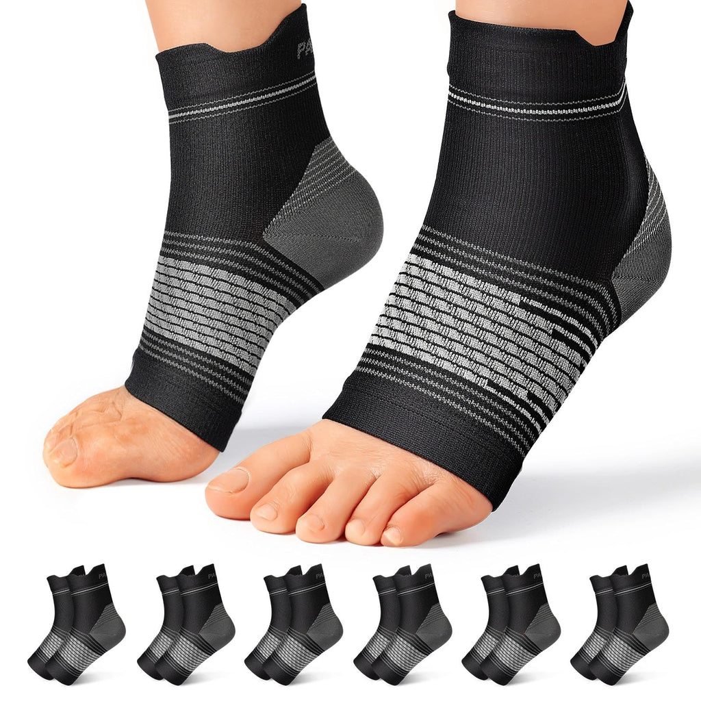 6 Pairs Plantar Fasciitis Socks for Men & Women, Ankle Brace Compression Socks with Arch Support for Achilles Tendonitis, Heel Pain, Swelling & Arthritis Relief, Black, Large