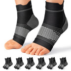 6 Pairs Plantar Fasciitis Socks for Men & Women, Ankle Brace Compression Socks with Arch Support for Achilles Tendonitis, Heel Pain, Swelling & Arthritis Relief, Black, Large
