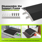Nuvium 27.6"L×1.6"H Bridge Threshold Ramps for Doorways, Fits 2.8–5.1" Wide Thresholds with Adjustable Support Bars, Non-Slip Aluminum Wheelchair Ramps for Home Steps, Sliding Door Ramp for Wheelchair