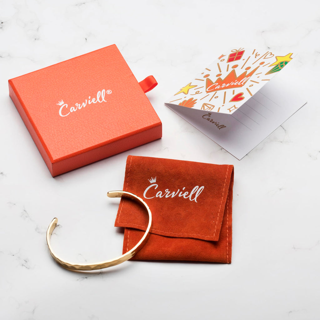 Carviell Gold Friendship Bracelet – “A True Friend Is the Greatest of All Blessings” Engraved Cuff, Best Friend Jewelry Gift for Women & Teens, BFF Bracelet, Stainless Steel Inspirational Bangle