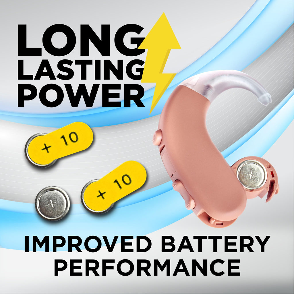 Powermax Size 10 Hearing Aid Batteries, 180 Count Long-Lasting Battery Pack, Yellow Long Tab for Easy Change