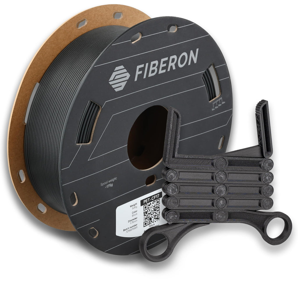 Polymaker Fiberon PET-CF17 3D Printing Filament Black 1.75mm 0.5kg, Excellent Stable Stiffness - Fiberon Carbon Fiber Reinforced PET 3D Printer Filament, Ideal for Jigs and Fixtures
