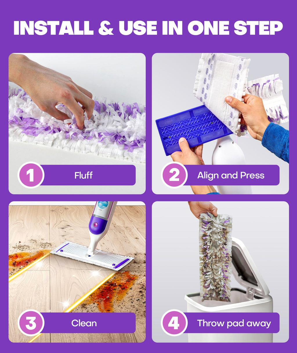 5X Cleaning Power Mop Refills for Swiffer Power Mop, 500+ Strips Multi-Surface PowerMop Refill Pads, 30 Count Disposable Powermop Wood Mops, Replacement Mopping Pad for Floor Cleaning