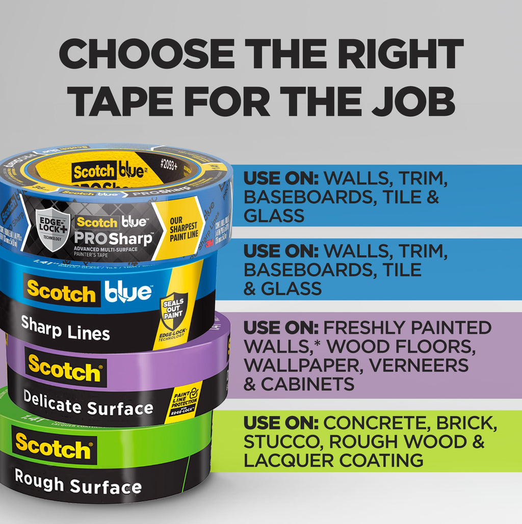 ScotchBlue Original Multi-Surface Painters Tape, 1 Inch Wide (0.94 in. x 60 Yds), 6 Rolls, Blue Paint Tape Protects Surfaces and Removes Easily, Masking Tapes for Indoor and Outdoor Use (2090-24EP6)