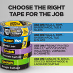 ScotchBlue Original Multi-Surface Painters Tape, 1 Inch Wide (0.94 in. x 60 Yds), 6 Rolls, Blue Paint Tape Protects Surfaces and Removes Easily, Masking Tapes for Indoor and Outdoor Use (2090-24EP6)