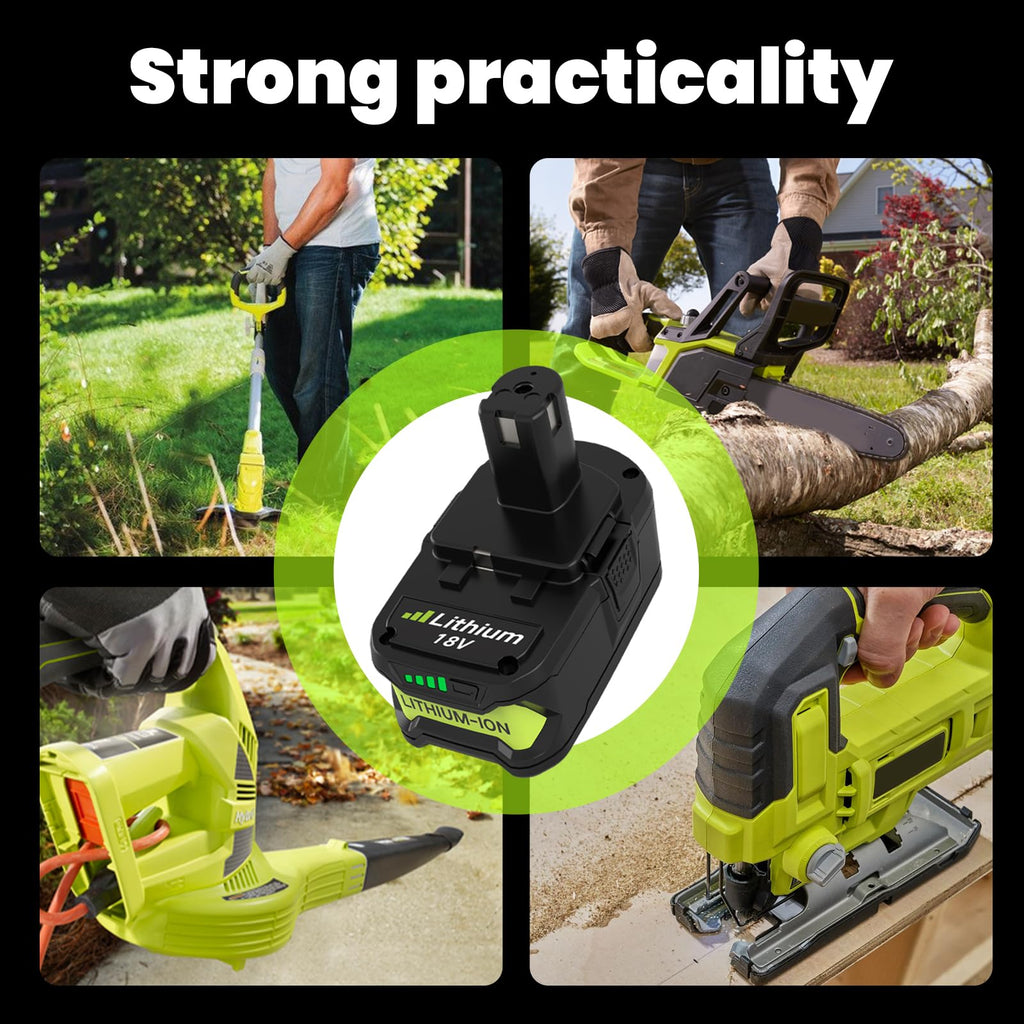 2 Pack Upgrade 8000mAh High Capacity P108 Replacement for Ryobi 18V Battery Lithium ion Compatible with Ryobi 18 Volt Battery P102 P103 P104 P105 P107 P108 P109 P122 Cordless Tool Batteries (Green)