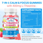 BVIVLOO L-Theanine Gummies with L-Theanine 400 mg, Ashwagandha, GABA, 5-HTP, Magnesium Glycinate for Calm, ZZZ & Relaxation Support - Vegan, Raspberry Flavor, 120 Count