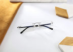 FONHCOO Blue Light Blocking Glasses - Unisex Lightweight Rimless Frameless Rectangle Computer Gaming Glasses - Anti Glare, Anti Fatigue