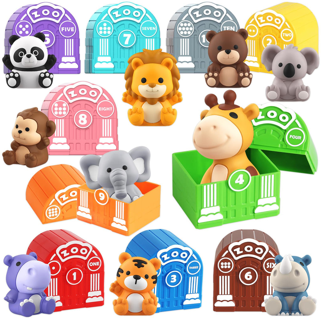 Toddler Toy for 1 2 3+ Years Old, Learning Toy for Toddlers with 20PCS Safari Animal, Montessori Educational for Kids,10 Animals &10 Houses for Babies Boys Girls Easter Christmas Birthday Gift