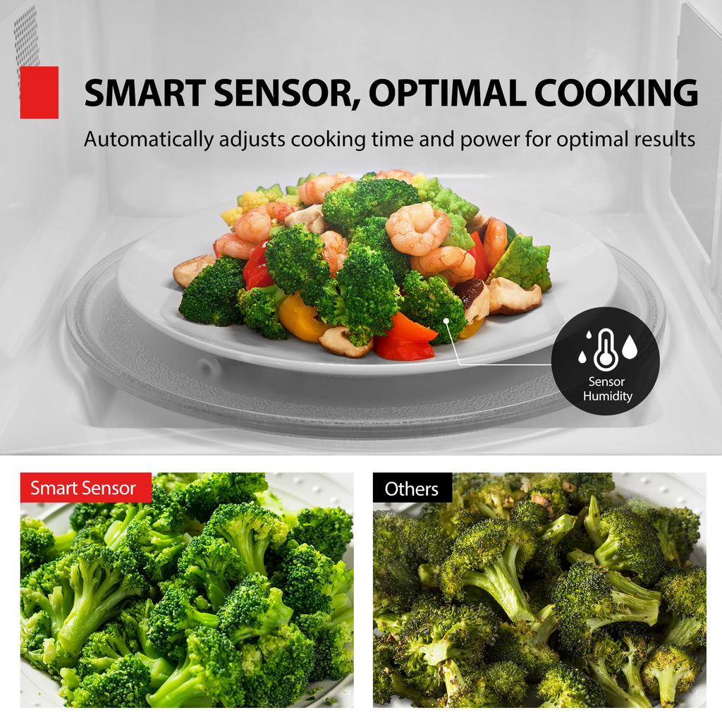 MPP-BS Microwave Oven with Smart Sensor, Easy Clean Interior, ECO Mode and Sound On/Off, 1.2 Cu.ft, Black Stainless Steel