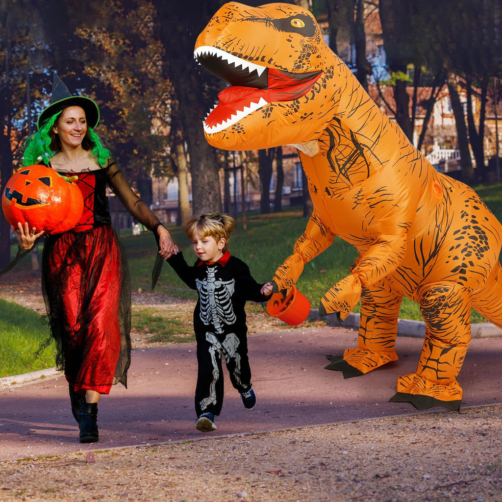 viwzon Inflatable T-Rex Costume, Adults Dinosaur Blow Up Suit for Halloween Cosplay Themed Parties, Dino Costume