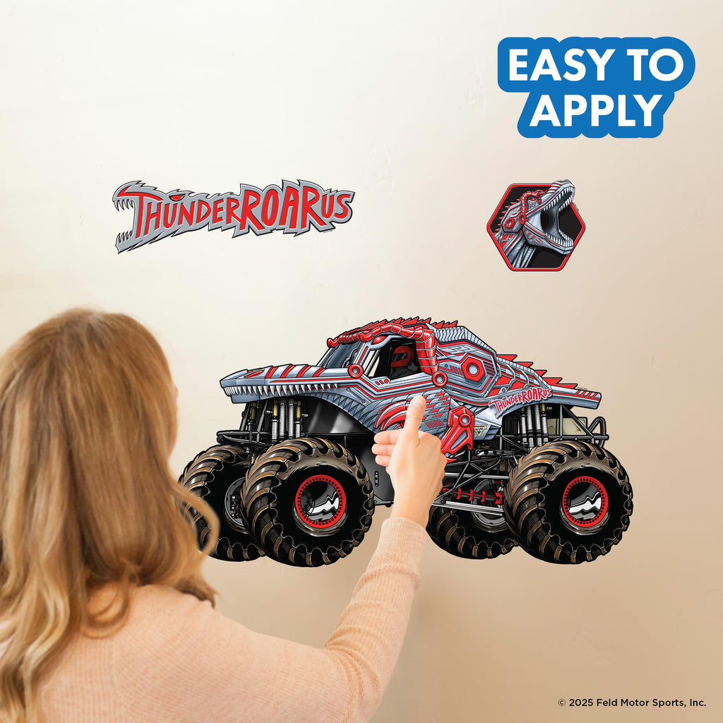 Monster Jam ThunderROARus Truck Wall Decal - Large 21" Wide Monster Truck Wall Vinyl Stickers Bedroom Decorations - Peel and Stick Room Decor
