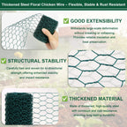 Floral Chicken Mesh for Craft, 4 x 236 Inch Galvanized Hexagonal Netting Roll, Lightweight Garden Poultry Fence for Coop & Rabbit, Metal Mesh Kit with Gloves, Ties and Plier