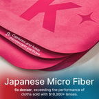 Koala Lens Cleaning Cloth | Japanese Microfiber | Glasses Cleaning Cloths | Eyeglass Lens Cleaner | Eyeglasses, Camera, VR/AR Headset, and Screen Cleaner | Pink & Orange (Pack of 3)
