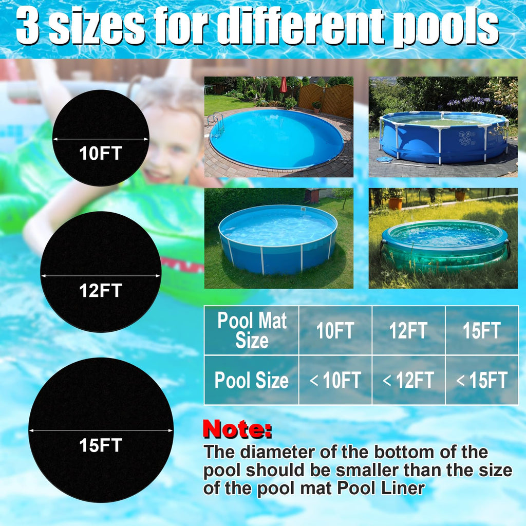 VICAMB 12ft Heavy Duty Round Pool Liner Pad for Above Ground Pool,Pool Ground Mat Under Pool Pad,Pool Bottom Liner Protector to Prevent Puncture and Extend Liner Life