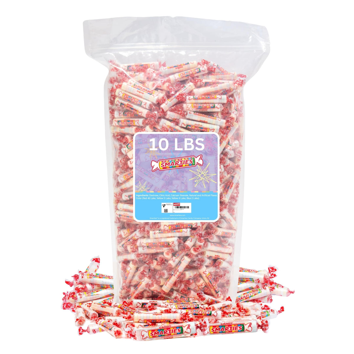 Smarties Candy Bulk Rolls Original Flavor, Gluten & Vegan Free, Classic Sweetness from Family Owned Company Since 1949, Peanut-Free & Dairy-Free, Perfect Halloween, 10 lb Bag