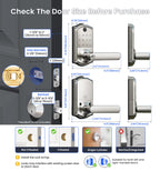 Veise VE019 Fingerprint Smart Lever Lock, App Control, Keyless Entry Door Lock with Handle, Touchscreen Keypad Knob for Front Door and Bedroom, Remote Access Sharing, IP55 Waterproof, Satin Nickel