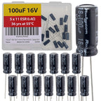 100uF 16V 5x11mm Rubycon Electrolytic Capacitor Low ESR 0.4Ω Long Life 36yrs at 55 Degree C mfd mircofarad Micro Farad Radial Lead Aluminum Capacitors (Pack of 15)