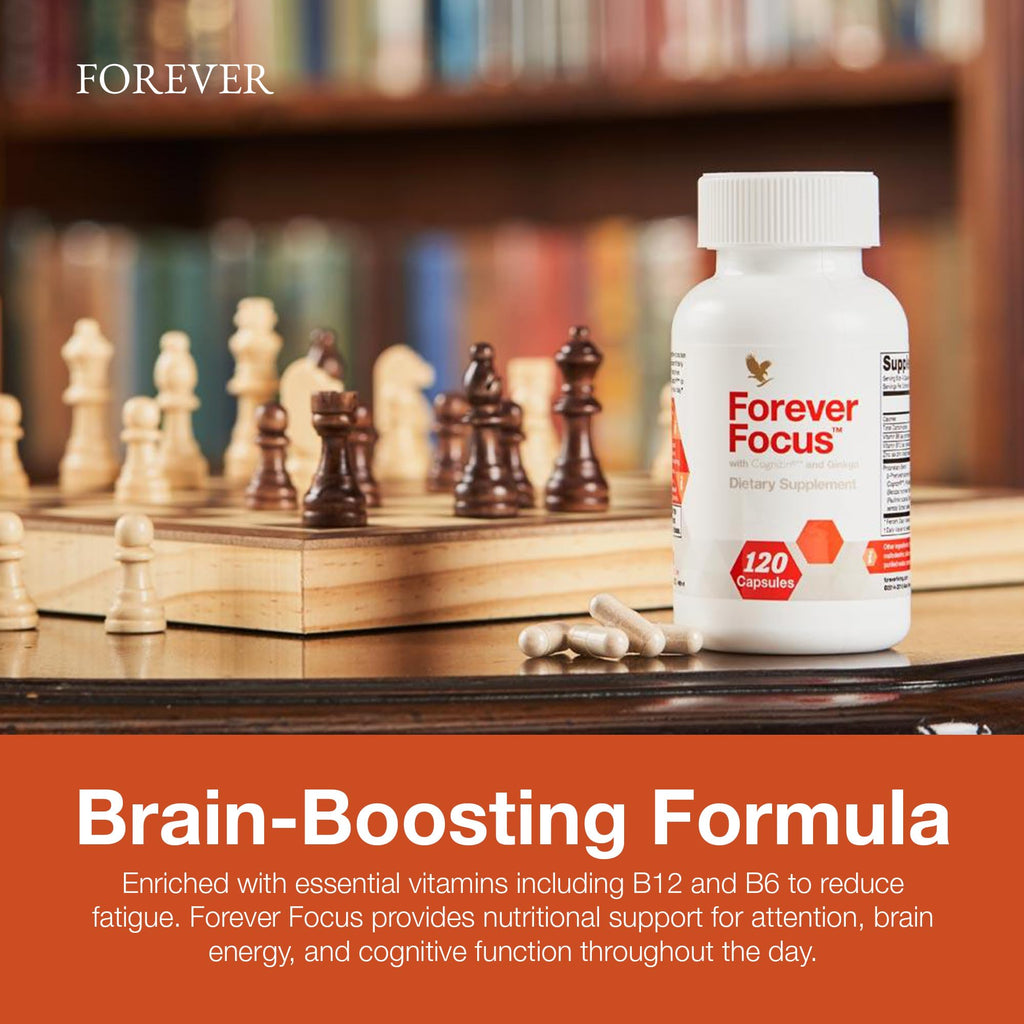Forever Living - Forever Focus - Brain Clarity and Focus with Cognizin, Bacopa and Vitamins - for Students, Professionals and Seniors - 120 Capsule