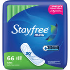 Stayfree Maxi Super Long Pads For Women, Wingless, Reliable Protection and Absorbency of Feminine Periods, 66ct