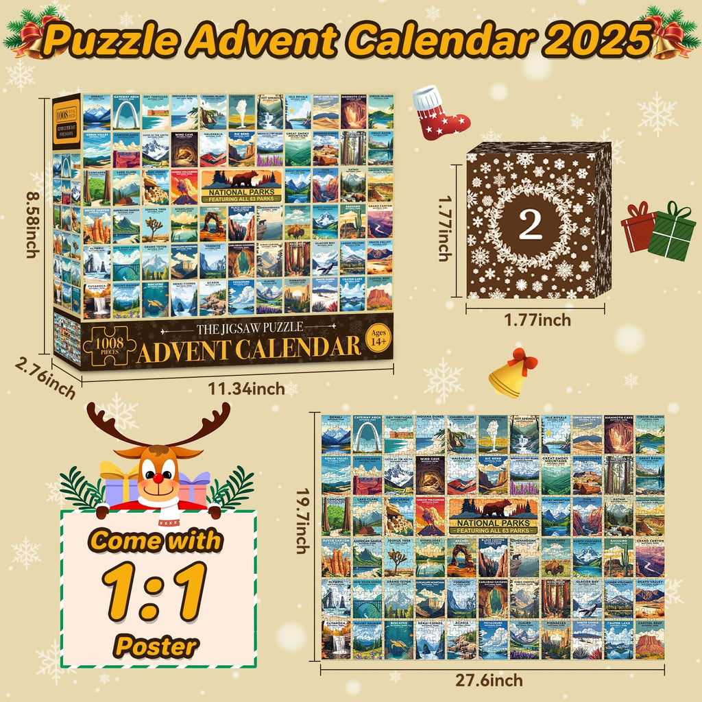 National Park Puzzle Advent Calendar 2026 Adults Teen