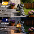 LXOUMEI Solar Dog Outdoor Statue, Garden Dog Figurines with Lantern
