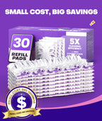 5X Cleaning Power Mop Refills for Swiffer Power Mop, 500+ Strips Multi-Surface PowerMop Refill Pads, 30 Count Disposable Powermop Wood Mops, Replacement Mopping Pad for Floor Cleaning