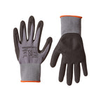 Amazon Basics Micro-Foam Nitrile Coated Safety Work Gloves, Nylon Liner Fiber, Touch Screen Compatible, Grey, Size 9, Large, 6-Pack