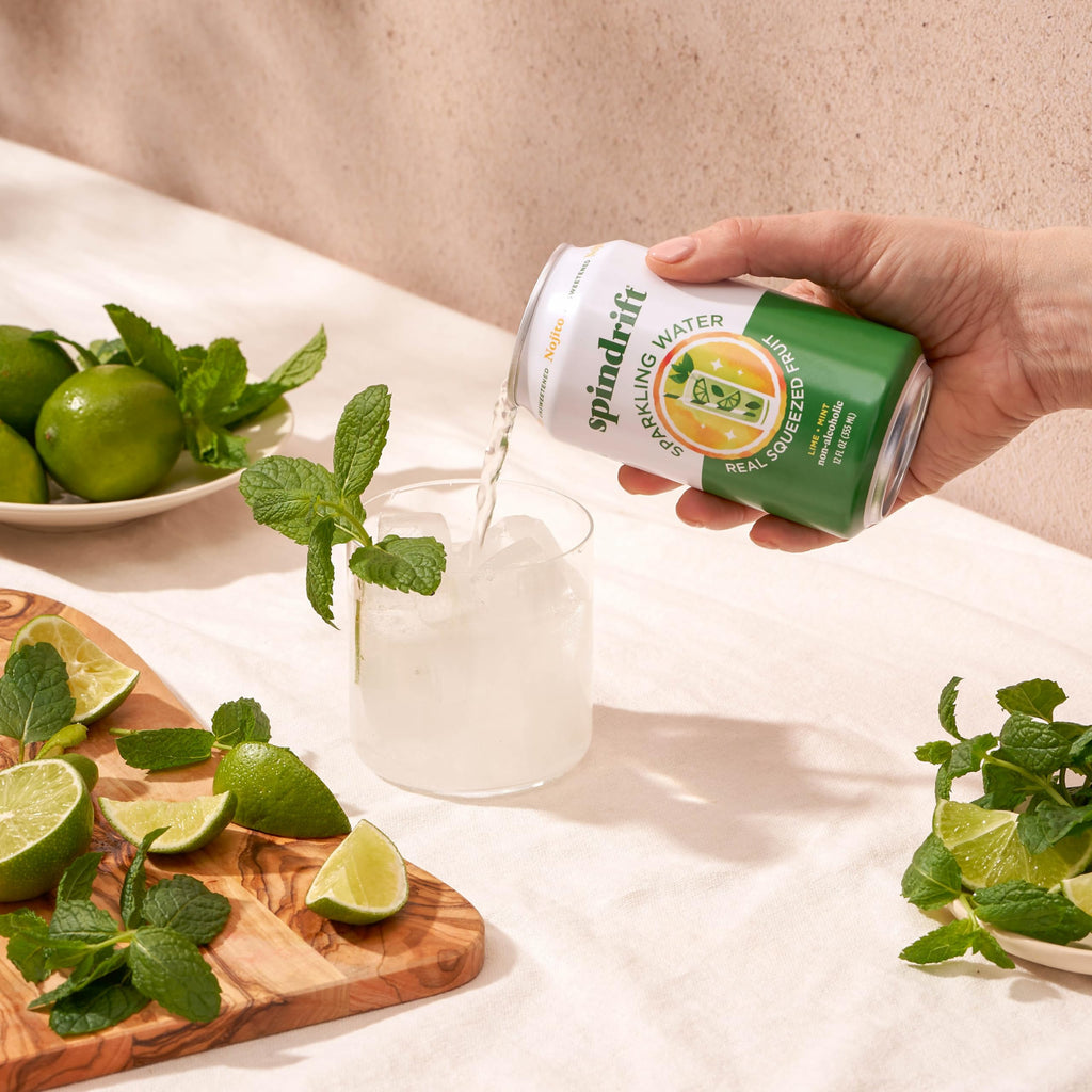 Spindrift Sparkling Water, Nojito Flavored, Made with Real Squeezed Fruit, 12 Fl Oz Cans, Pack of 24 (Only 4 Calories per Can)