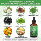 Clean Nutra Soursop Liquid Drops Sea Moss Moringa Shilajit Green Tea Vitamin D Vitamin C Garlic Supplements Grape Seed Lycopene Turmeric Root 4 Oz Immune Support & Cellular Health by Clean Nutra