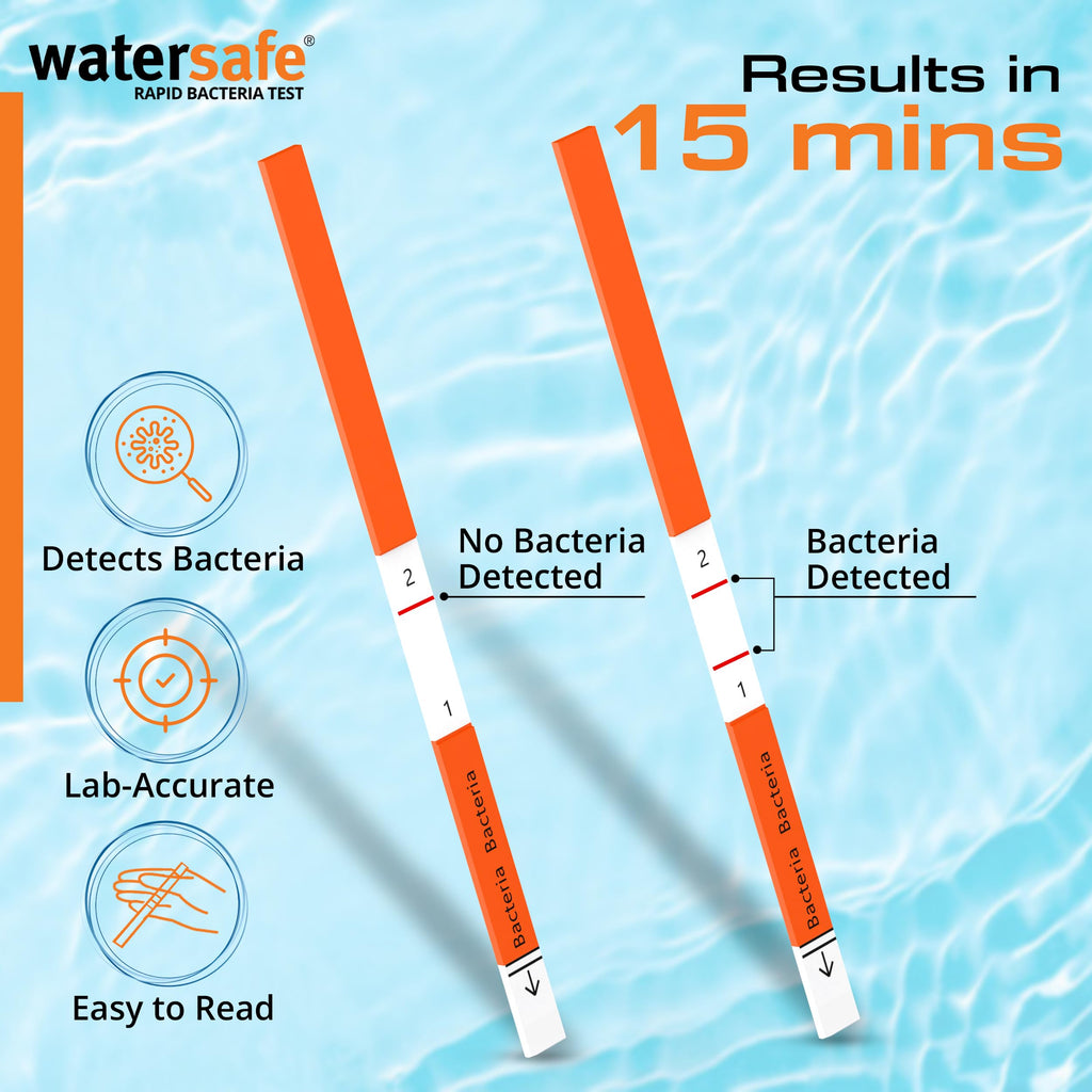 Pool and Spa Rapid Bacteria Test by Watersafe, Detects Down to 1 Bacteria/μL, including E. coli, Salmonella and More, Pack of 10