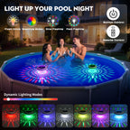 Cootway Floating Pool Lights w/Remote, 6.5 Inch RGB Solar Pool Lights That Float with 9 Dynamic Lighting, IP68 Waterproof Pool Floating Light, Hangable Solar Floating Light for Pools Party Garden(4)