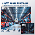 BBOUNDER 4 Pack Linkable LED Utility Shop Light, 4400 LM, Super Bright 6500K Cool Daylight, 4 FT Integrated Fixture for Garage, 40W Equivalent 250W, Surface + Suspension Mount, Black