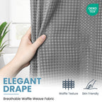 Ringless Waffle Shower Curtain with Snap in Liner Set,  71x74, Grey