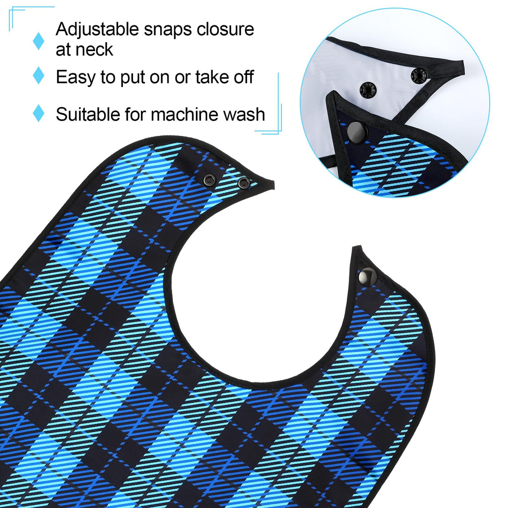 SATINIOR 6 Pack Adult Bibs for Men Elderly Eating Bibs with Crumb Catcher Waterproof Washable Clothing Protectors Father Gift(Plaid Style)