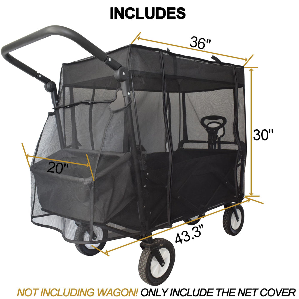 YEEDOIDO Mosquito Net for Wagon Universal, Bug Net Cover for Collapsible Beach Folding Utility Kids Grocery Push Pull Stroller Wagon Cart Accessories Attachment Foldable Sun Shade for Camping