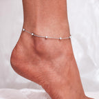 CHIC & ARTSY Ankle Bracelets 925 Sterling Silver Beaded Chain Anklets for Women Simple Foot Jewelry Adjustable Anklets for Women