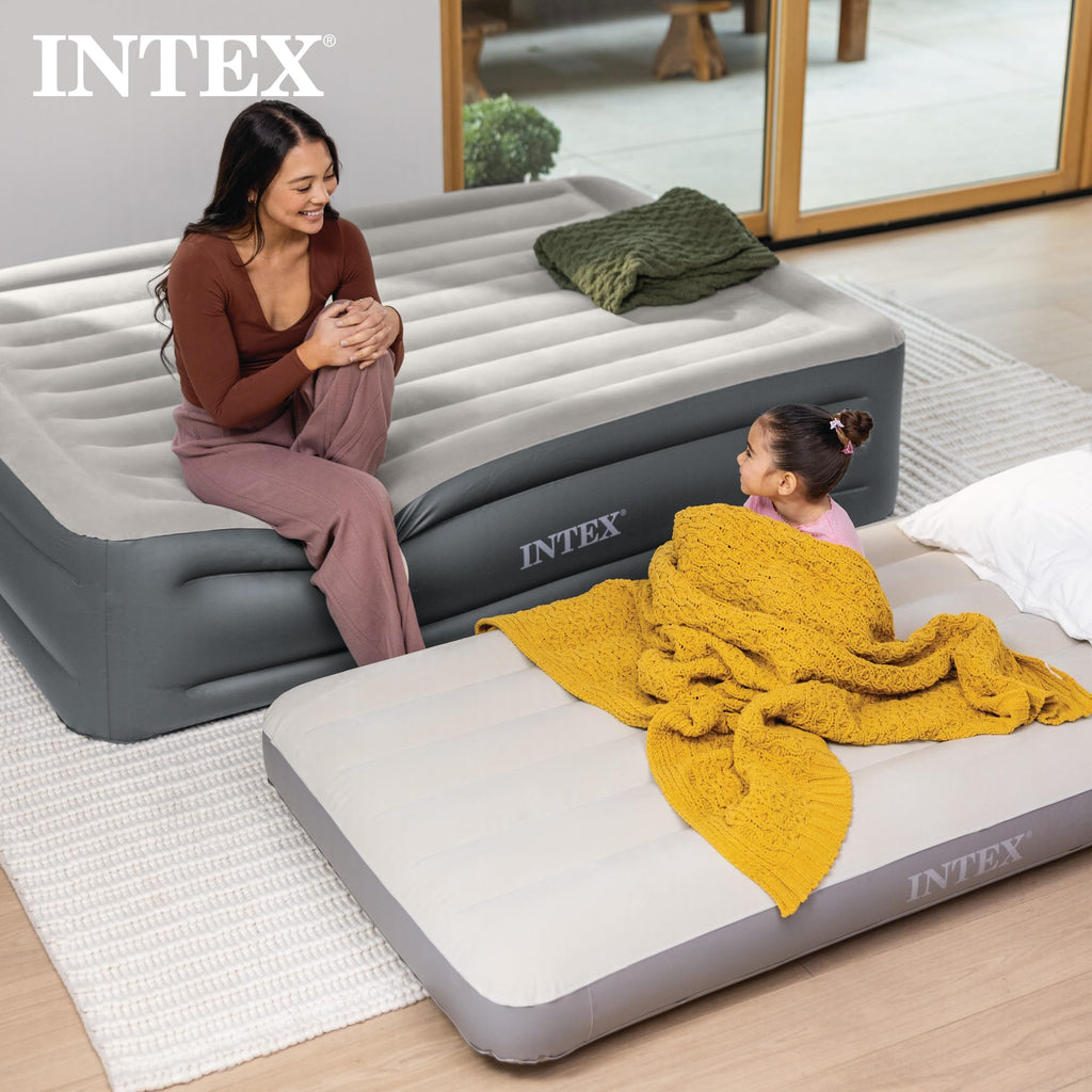 Intex 64101E Dura-Beam Standard Single-High Air Mattress: Fiber-Tech - Twin Size - 10in Bed Height - 300lb Weight Capacity - Pump Sold Separately