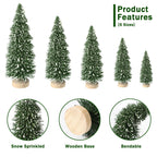 30Pcs Mini Christmas Trees Artificial Christmas Tree Bottle Brush Trees with Wooden Base for Christmas Decor Christmas Party Home Table Craft Decorations(Green-A)