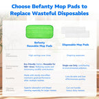Befanty 3 Pack Reusable Microfiber Mop Pads, Compatible with Swiffer PowerMop and Bona Mop, Machine Washable Cloths, Scraper Included, Refills for All Floor Cleaning, Wet Dry - 16"- 18"