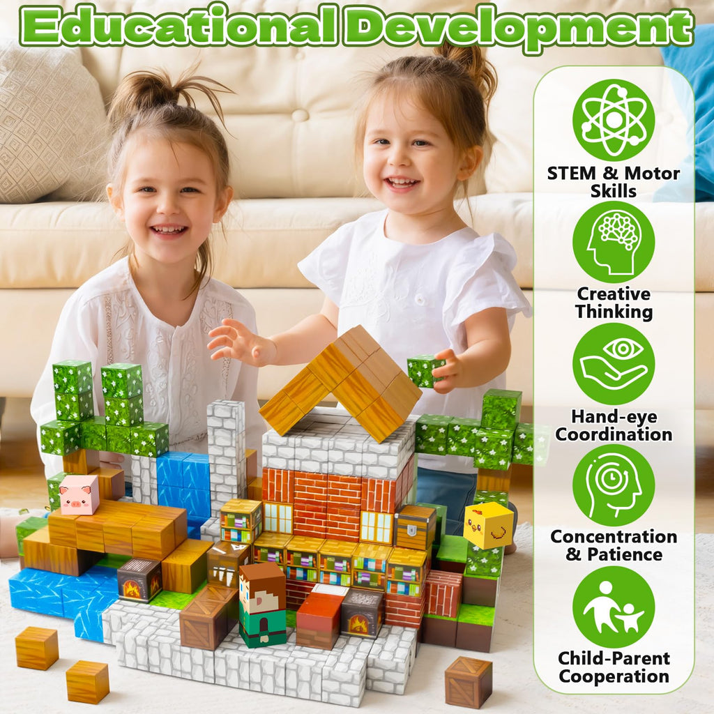 MUUHU 300PCS Magnetic Blocks - 0.8" Magnetic Building Blocks for Kids