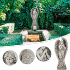 Outdoor Statues Angel Décor Garden Statue - 34 inch Large Garden Angels Outdoor Religious Statues Catholic Resin Concrete Finish Yard Patio Deck Home Entryway Hallway Sculpture 13.7*9.8*34 Inch